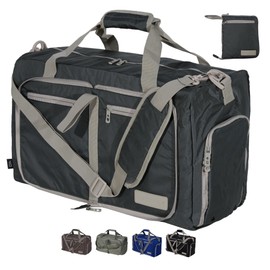 LEGEND Foldable Duffle Bag for Travel - Waterproof Travel Duffel Bags for Women & Men, Large Capacity Travel Bags with Shoe Compartment, Lightweight Folding Travel Bag for Overnight - 40L Dark Gray