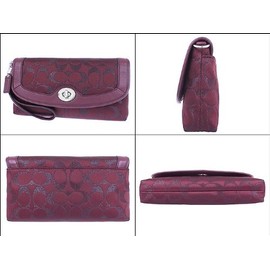 Coach F50098 Bordeaux SV/BX Signature Pouch, Women's, Small Item, Outlet Product, red (bordeaux)