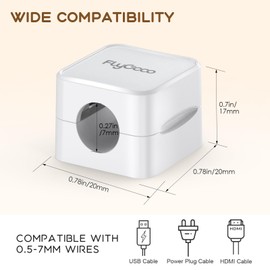 6 Pack Magnetic Cable Clips, FlyCoco Cell Phone Cord Holder for Nightstand, Cord Organizer for Side Table, [Smooth Adjustable] Mini Cube Cord Holder for Home Office Desk Phone Car Wall Desktop(White)
