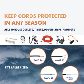 Newhouse Electric Outdoor Waterproof Electrical Box for Outlets CJB11-BK, 13.8 in. D x 9 in. W x 4.7 in. H Waterproof Extension Cord Cover Organizes 9 Cables, Collapsible for Easy Storage and Carry