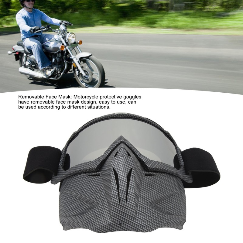 Motorcycle Face Mask Goggles Dust Wind UV Proof Riding Glasses