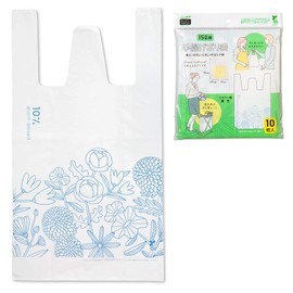 Nexta Plastic Handbag, 3.3 gal (15 L), Pack of 10, Flower Pattern, Blue, Biomass 10