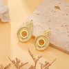 14K Gold-Plated Chunky Gold Earrings for Women Circle Square Drop