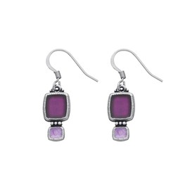 DANFORTH - Harmony/Winter Wire Earrings, Deep Purple & Violet Pewter Earrings, Quality Jewelry for Women, 3/4” High Plus Hypoallergenic Wires, Handcast in USA