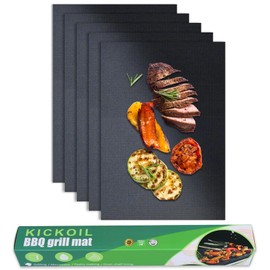 Grill Mats for Outdoor Grill Set of 5 Black BBQ Grill Tools BBQ Accessories Non-Stick Heavy Duty Grilling Mats Teflon Grill Sheets for Charcoal Grill Gas Electric Smokers Barbecue Camping RV Griller