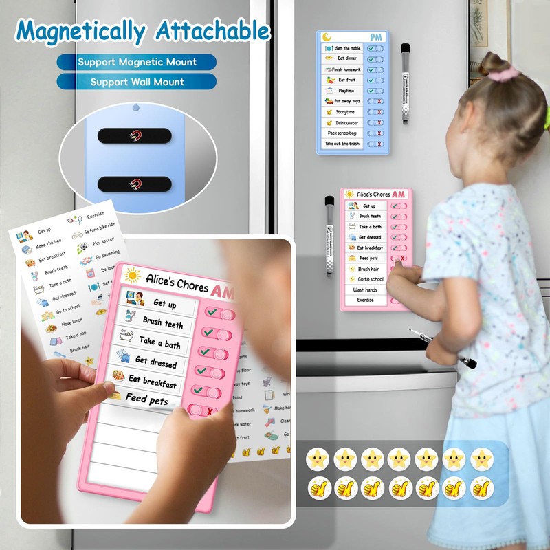 Chore Chart for Kids, Morning/Bedtime Routine Chart, Dry Erase to
