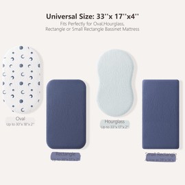 Susurration Basket Sheets, 2 Pack Muslin Cotton Bassinet Sheets Fits Oval and Rectangle Crib Bassinet Mattress, Breathable and Skin-Friendly for Baby Boy and Girl (BlueMoon & Royal Blue)