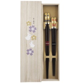 Issho Couples Chopsticks Painted Chopsticks Ausplownia Box Rakugi Rabbit 2 Pairs Made in Japan
