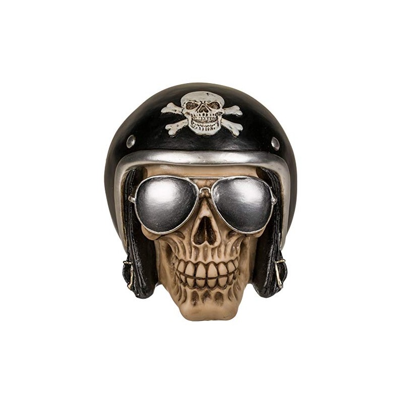 MIK funshopping Skull Money Box with Black Motorcycle Helmet