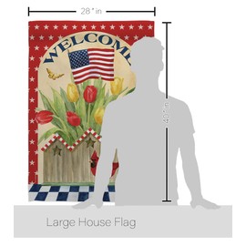 Breeze Decor H111062-BO Flowers Americana Patriotic Decorative Vertical House Flag, 28"x 40", Multi-Color