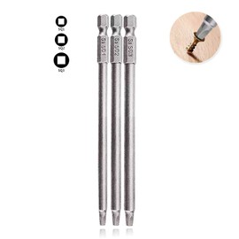 Square Drill Bit Set, 3PCS 100MM Magnetic Square Head Screwdriver Bits 1/4-Inch Hex Shank Screwdriver Bit Set