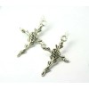 Handmade Cross Rose Charm Earrings 925 sterling silver hooks pewter