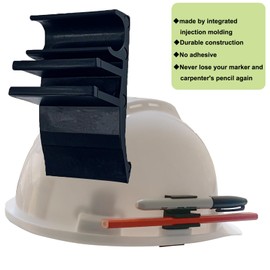 Hard Hat Accessory Clip - Injection-Molded PETG Pencil & Marker Holder, Elastic Slot Fits Milwaukee Markers, Heat-Resistant