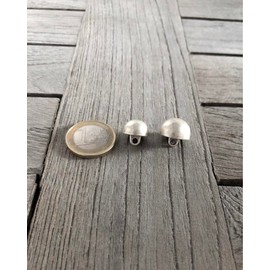 Silver matt domed small metal buttons hemisphere with eyelet 12 mm or 15 mm (10 pieces) (12 mm)