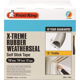 Frost King Weatherseal Tape V25WA, 5/16 in W, 17 ft L, EPDM Rubber, White