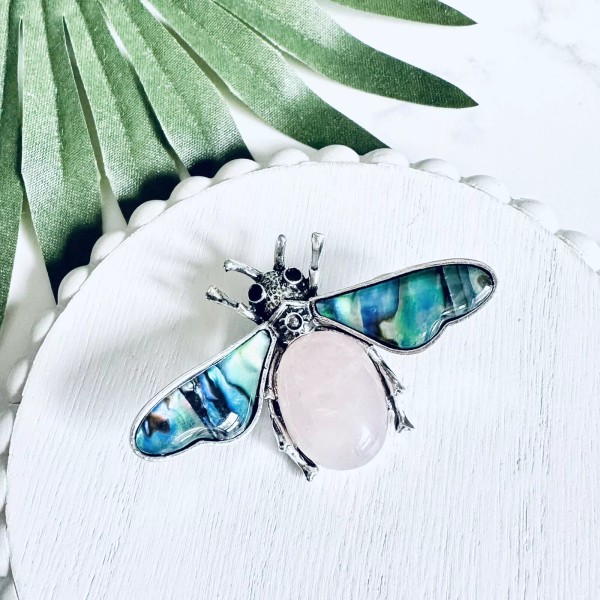 Bumble Bee Pin Iridescent Abalone Metal Insect Bug Brooch Pin