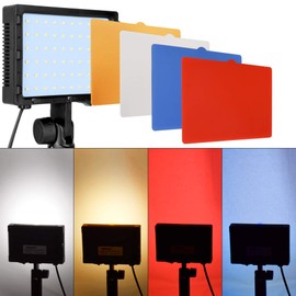 EMART LED Video Light 2 Pack, Portable 60 LED 5500K Continuous Photography Lighting Kit for Table Top Photo Studio Lamp with Color Filters