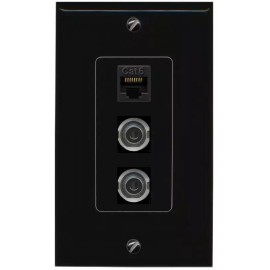 Wall Plate City 3 Port 2 3-5MM CAT6 Wall Plate Black DecorZ