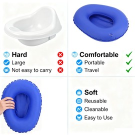 Hapivida Inflatable Bedpan Men, Blue Portable Bedpan for Men Anti Bedsore Toilet for Bedridden Elderly Women Stool Toilets