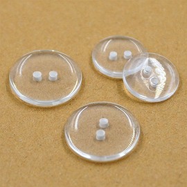 18mm Clear 2 Holed Round Buttons (10 Buttons)