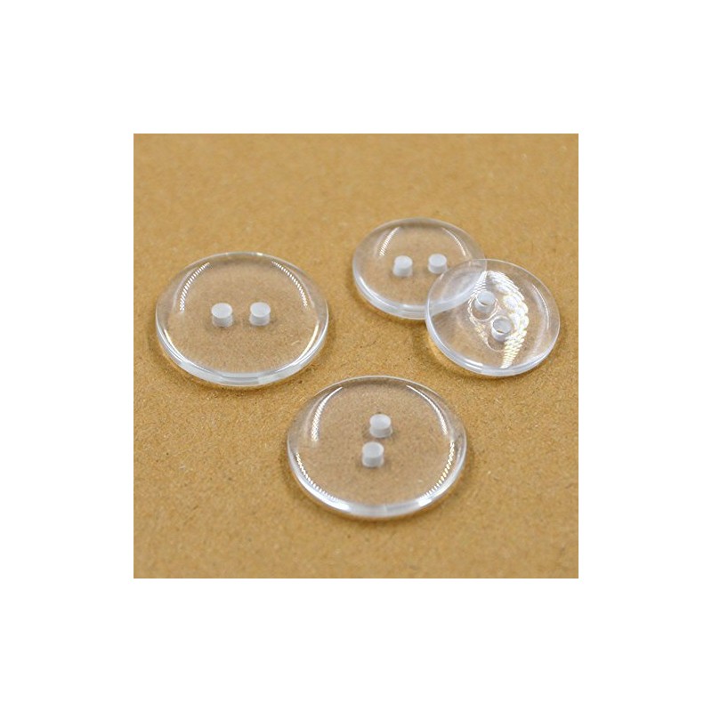 18mm Clear 2 Holed Round Buttons (10 Buttons)