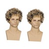 LALAFINA 2pcs Fashion Synthetic Wig for Men Short Curly Hairpiece