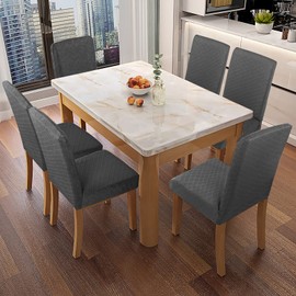 Genina Waterproof Chair Covers for Dining Room Dining Chair Covers Kitchen Parsons Chair Covers (Dark Gray, 4 PCS)