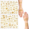 BIVYAX 4 Sheets Temporary Tattoos for Women, JGA Tattoos Gold