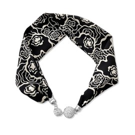 LumiSyne Women's Fashion Silk Scarf Necklace Comfortable Magnetic Buckle with Bling Rhinestone Small Narrow Neckerchief Decorative Choker Necklace Headdress Headbands Hair Band Pendant Scarf,