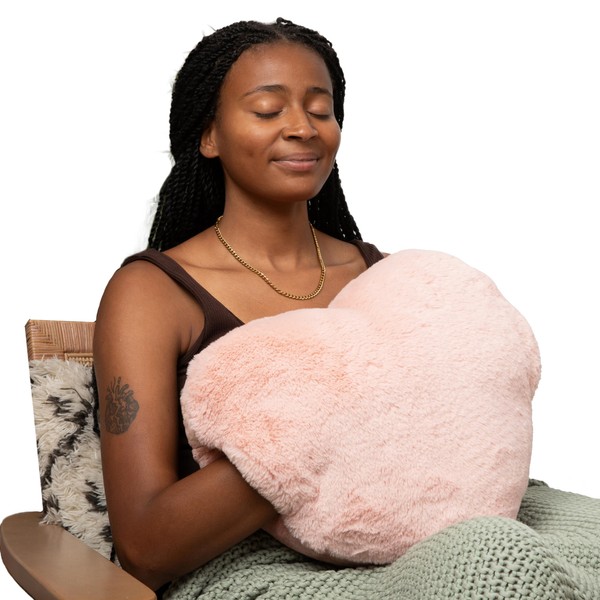 HUGIMALS Super Sized Heart to Hug Pillow in Antique Rose