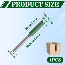 Straight Router Cutter Bit, 8mm Cutting Diameter Router Bits 30mm Cut Length 6mm Shank Top Bearing Pattern Flush Trim Bits Straight Router Bit Milling Cutter Tool Carbide for Woodworking Trimming