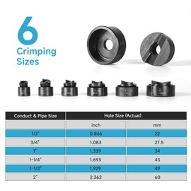 ZUVER 10 Ton Hydraulic Knockout Punch Set KO Tool - Conduit Hole Cutter with 6 Dies (1/2", 3/4", 1", 1-1/4", 1-1/2", and 2") Heavy-Duty Metal Punch with Slug Splitting Dies