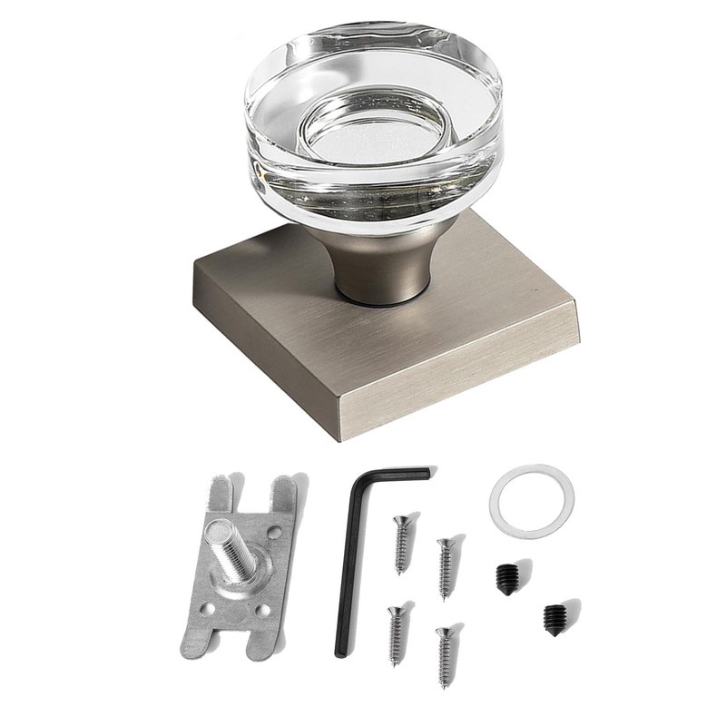 newliplace 2 Pack Glass Dummy Door Knobs Interior Brushed Nickel