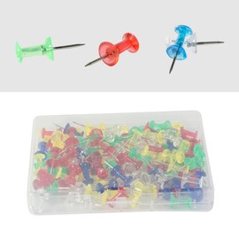 100 Pack Push Pins Tacks, Clear Plastic Head, Steel Point,Thumb Tacks for Bulletin Board,Stick Pins Thumb Tacks for Cork Board Wall Hangings (100, Colorful)