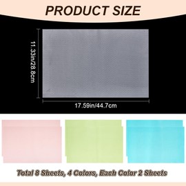 CREATCABIN 8 Sheets 4 Colors Refrigerator Liners Mats Washable EVA Fridge Mats Liners Covers Pads Liner Easy to Clean for Shelves Freezer Glass Shelf Cupboard Cabinet Drawer Placemats 11.33x17.59Inch