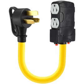 Lingvee 220 to 110 Adapter Compatible with NEMA 10-50P to 4X 5-20R/15R with 20 Amp Circuit Breaker, 220/250V Electrical Stove/Range/Oven Male Plug Gas 110/125V Power Convert Adapter(1.8 ft)