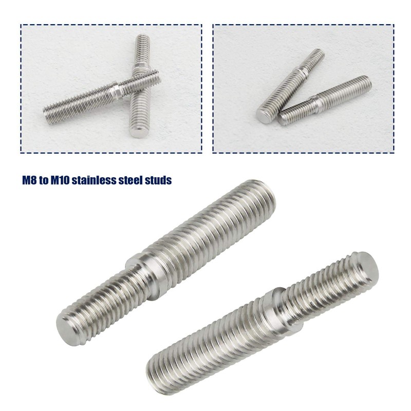 2Pcs Double End Threaded Stud Bolts M8 to M10 55mm