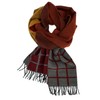 Wool Scarf Men's Winter Scarf Checked Orange Grey 100% Wool,