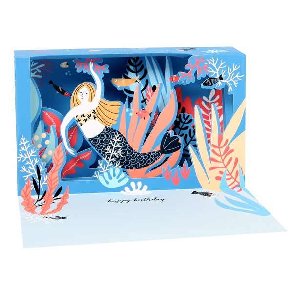 Up With Paper LED Delighted Shadowbox Card - Blue Mermaid