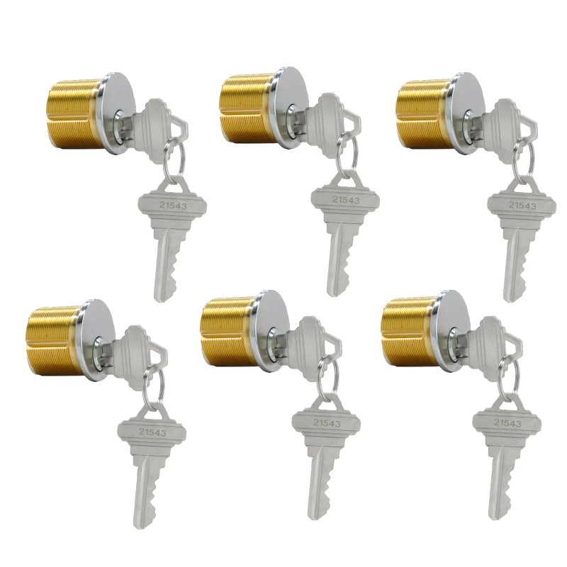 MOUNT 6PCS Brass Mortise Door Cylinder Locks 1 inch Replacement