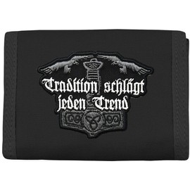 SONS OF ODIN Purse with sew-on tradition beats every trend, black