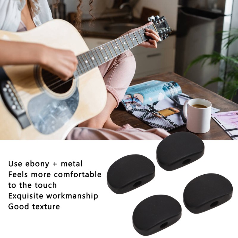 6Set Guitar Tuning Peg Buttons Ebony Metal Tuner Machine Head