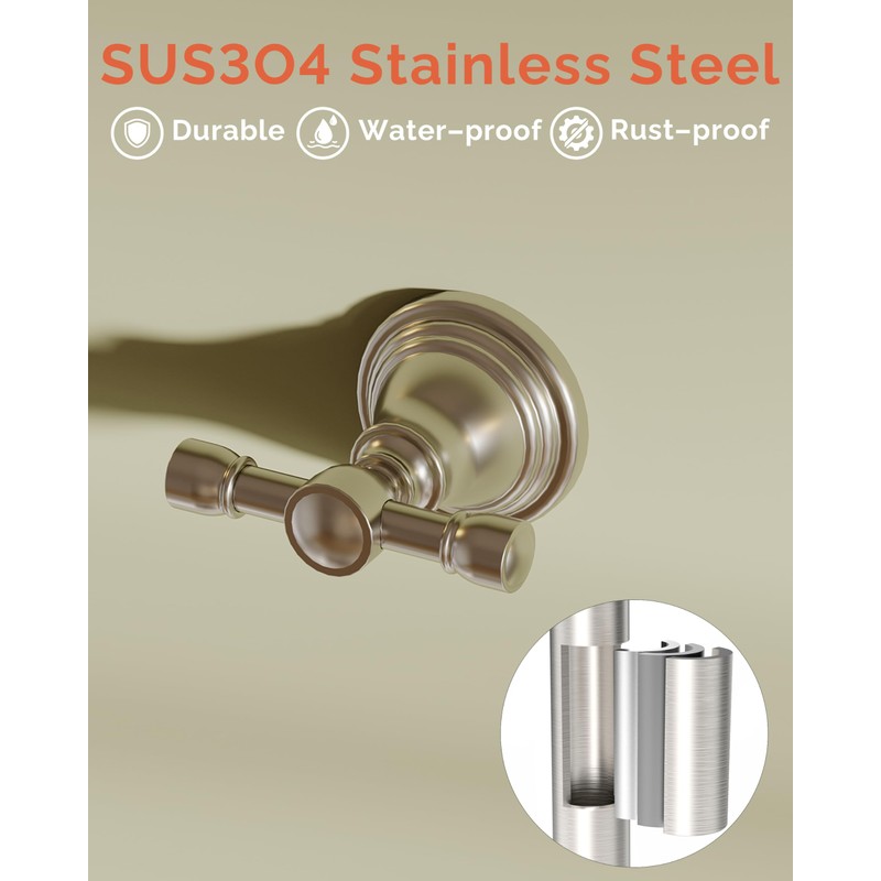 WZKALY Towel Hook for Bathrooms 2 Pack, Stainless Steel Robe