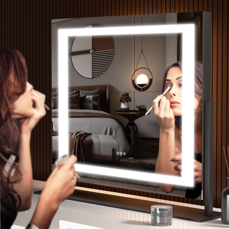 Hasipu Vanity Mirror with Lights, 24.2" x 19.7" LED Makeup
