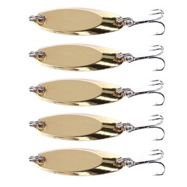 5Pcs Hard Fishing Lures Metal Spoons with Box, Fishing Baits Spinner Treble Hooks, Salmon Bass Trout Saltwater Freshwater Fishing Tackle [10g Gold]