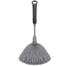 MR. SIGA Microfiber High-Density Mini Duster, Dust Removal Mop, Comfortable Non-Slip Handle, Detachable Washable Duster Head, Gray & Black