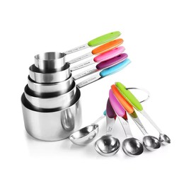 Juegos de 10 Cucharas Medidoras, Tazas y Cucharas Medidoras Acero Inoxidable, Herramientas de Medicin de Cocina, Utensilios de Cocina para Slidos...  