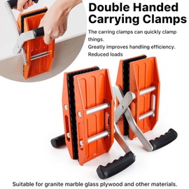 Granite Panel Carrying Clamps Tool - YSJWAER Double Handed Stone Lifting Clamp for Marble Glass Slabs Plywood 660lbs 2 Pack