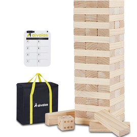 Aivalas X-Large Size Giant Tumble Tower, 60 Blocks Outdoor Games Stacking Games Includes Dice Carrying Bag Scoreboard, Stacking Over 5FT for Backyard Lawn Party Playing