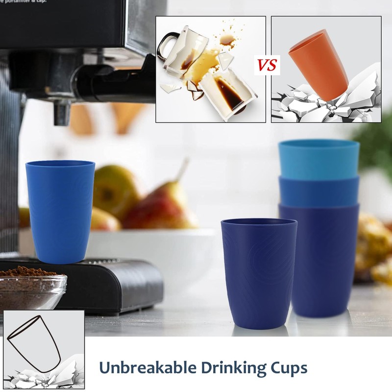 Homienly Wheat Straw Cups 6 PCS Plastic Cups Reusable Unbreakable